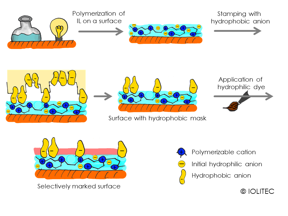 Template functionalization of IL coating